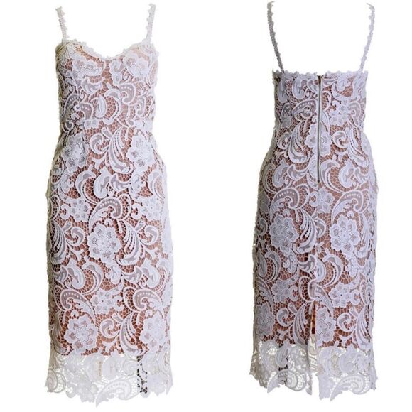 L’ATISTE by Amy White Crochet Lace Midi Dress Sz S - Picture 1 of 15